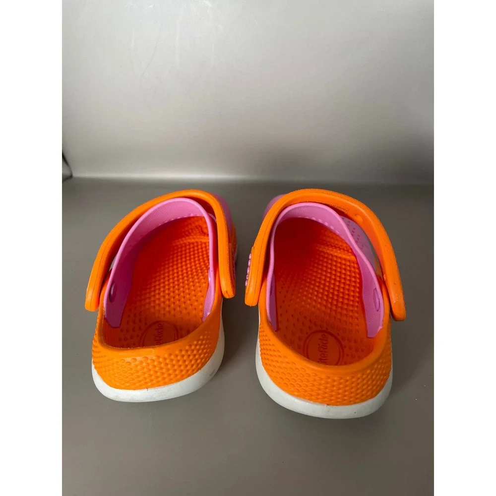 Crocs LiteRide Kids Clogs Pink Orange Size C8 Lightweight Comfort Shoes